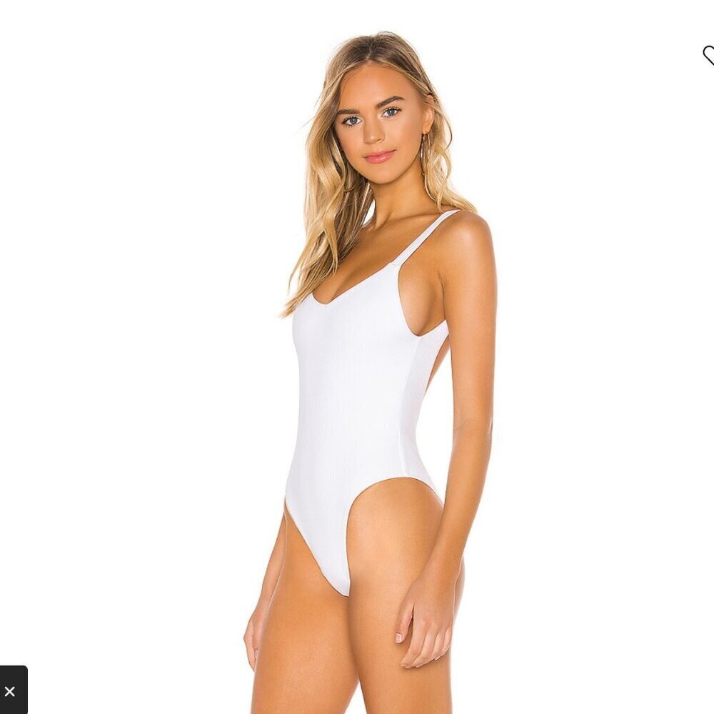 NWT Vitamin A Leah One Piece Full Cut Swimsuit White EcoRib Size Large / 10 $170